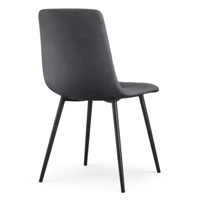 Set 4x prešívaná jedálenská stolička LINORIA - tmavý grafit/čierna
