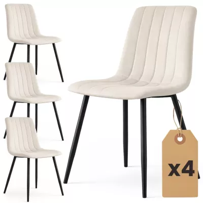 Set 4x prešívaná jedálenská stolička LINORIA - béžová / čierna