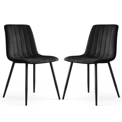 Set 2x prešívaná jedálenská stolička LINORIA - čierna / čierna