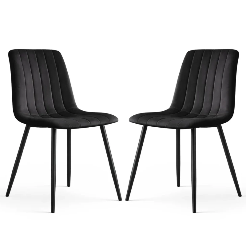 Set 2x prešívaná jedálenská stolička LINORIA - čierna / čierna