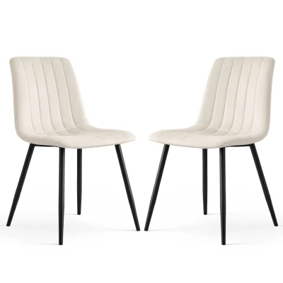 Set 2x prešívaná jedálenská stolička LINORIA - béžová / čierna