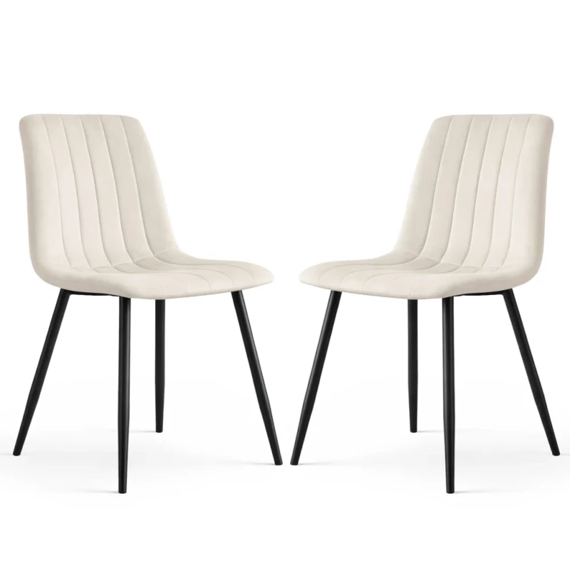 Set 2x prešívaná jedálenská stolička LINORIA - béžová / čierna