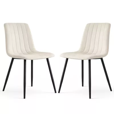 Set 2x prešívaná jedálenská stolička LINORIA - béžová / čierna