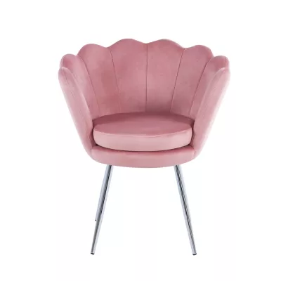 Elegantná čalúnená stolička JUSRA - ružová / strieborná