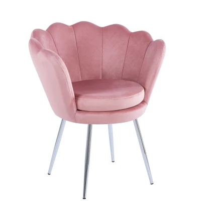 Elegantná čalúnená stolička JUSRA - ružová / strieborná