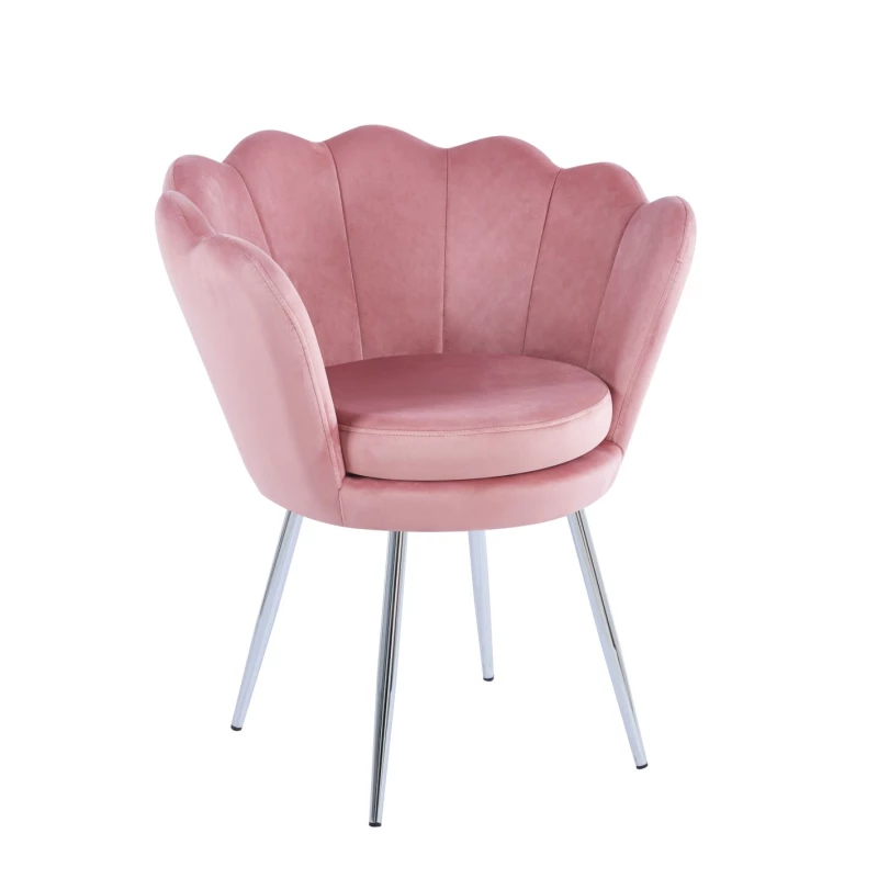 Elegantná čalúnená stolička JUSRA - ružová / strieborná