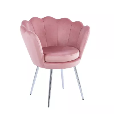 Elegantná čalúnená stolička JUSRA - ružová / strieborná