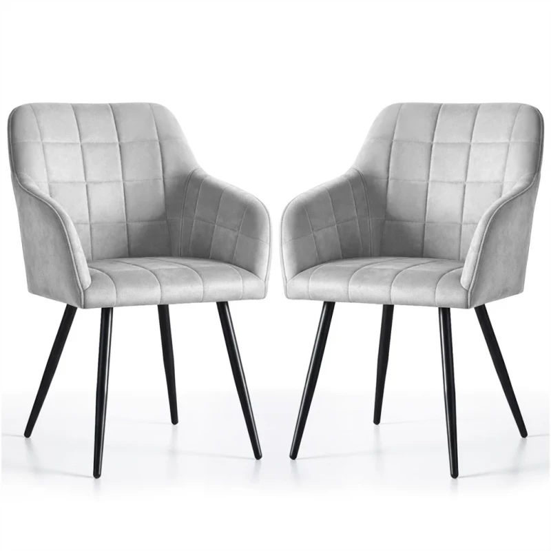 Set 2x jedálenská prešívaná stolička LARENZA - šedá / čierna
