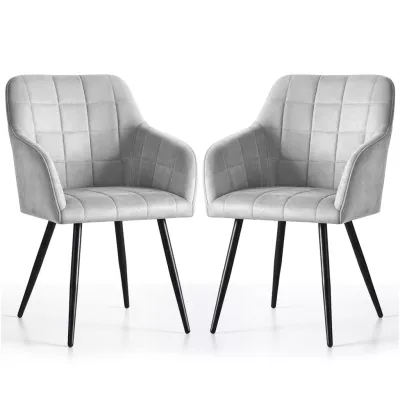 Set 2x jedálenská prešívaná stolička LARENZA - šedá / čierna