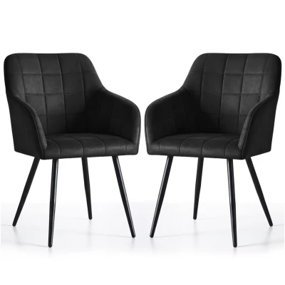 Set 2x jedálenská prešívaná stolička LARENZA - čierna / čierna