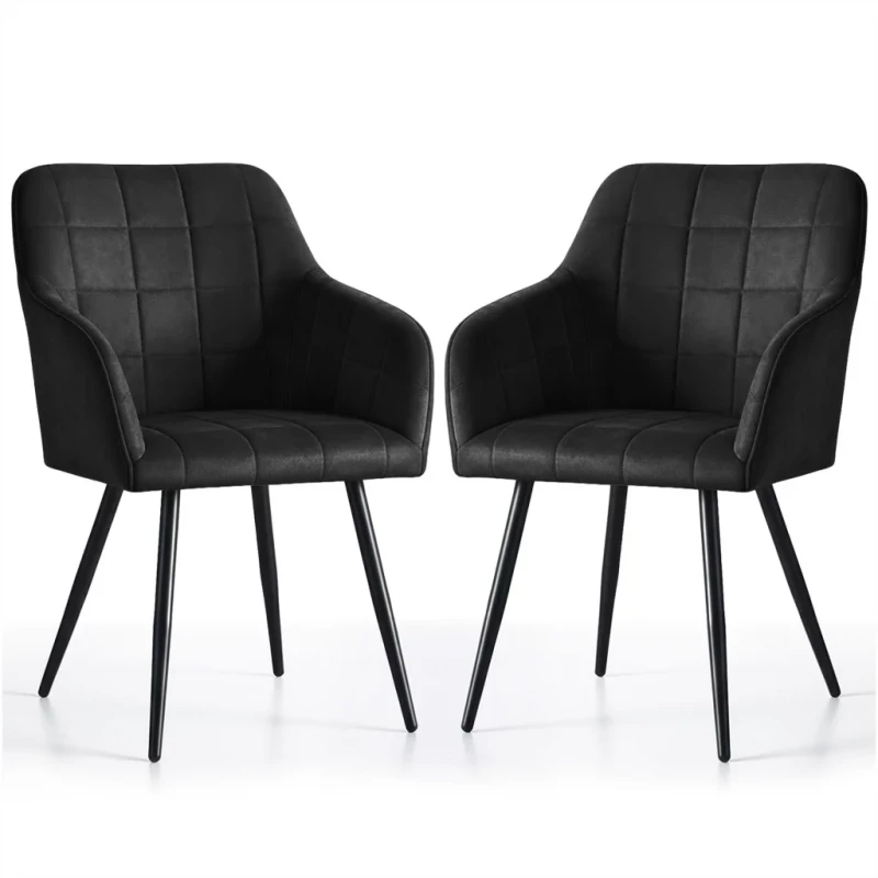 Set 2x jedálenská prešívaná stolička LARENZA - čierna / čierna