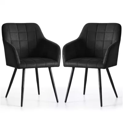 Set 2x jedálenská prešívaná stolička LARENZA - čierna / čierna