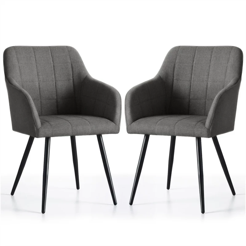 Set 2x jedálenská prešívaná stolička LARENZA - tmavý grafit / čierna