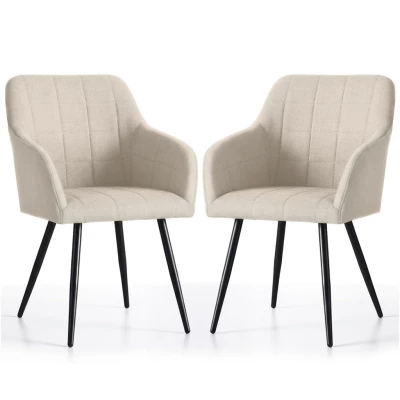 Set 2x jedálenská prešívaná stolička LARENZA - béžová / čierna