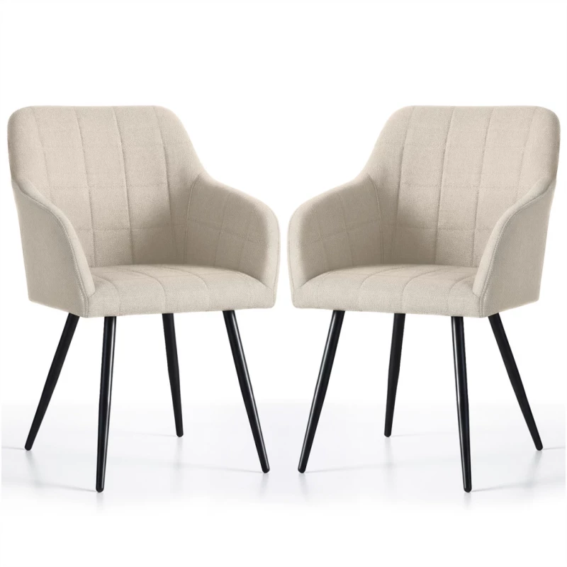 Set 2x jedálenská prešívaná stolička LARENZA - béžová / čierna
