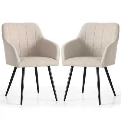 Set 2x jedálenská prešívaná stolička LARENZA - béžová / čierna