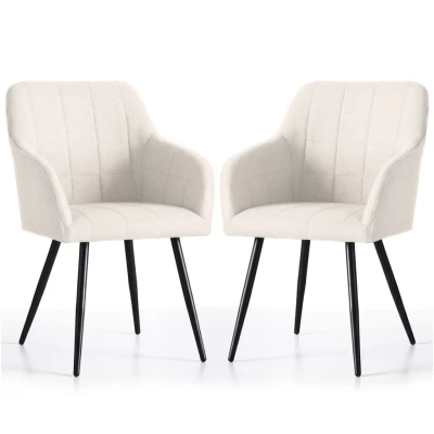Set 2x jedálenská prešívaná stolička LARENZA - krémová / čierna