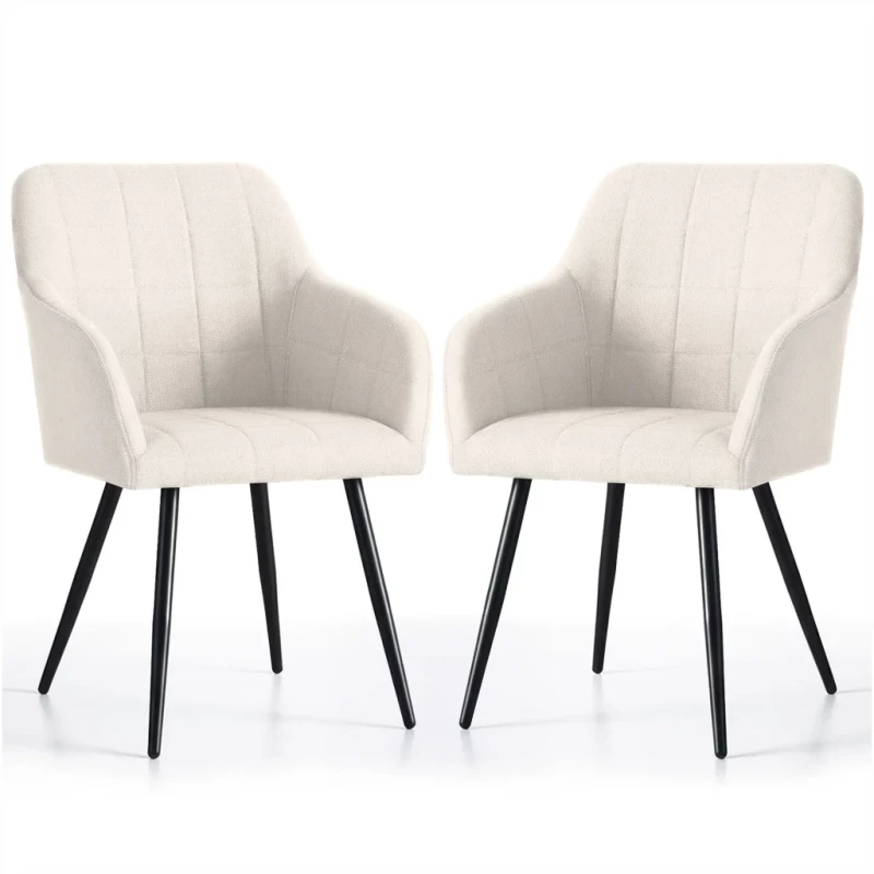 Set 2x jedálenská prešívaná stolička LARENZA - krémová / čierna