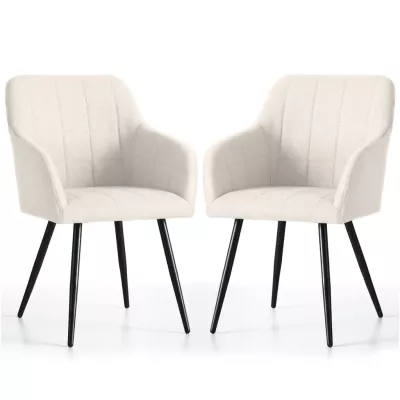 Set 2x jedálenská prešívaná stolička LARENZA - krémová / čierna