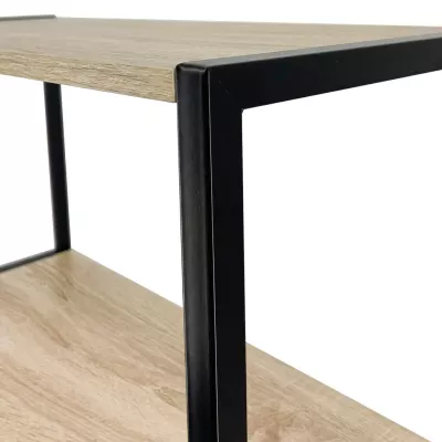 Kovový policový regál 50 cm DERIVAL - čierny / dub sonoma