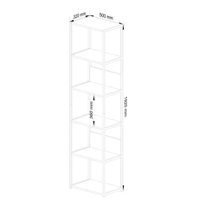 Kovový policový regál 50 cm DERIVAL - čierny / dub sonoma