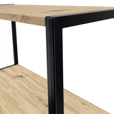 Kovový policový regál 50 cm DERIVAL - čierny / dub artisan