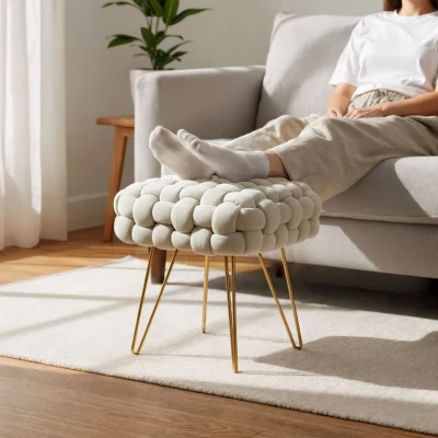 Elegantný taburet DESIRE - krémový