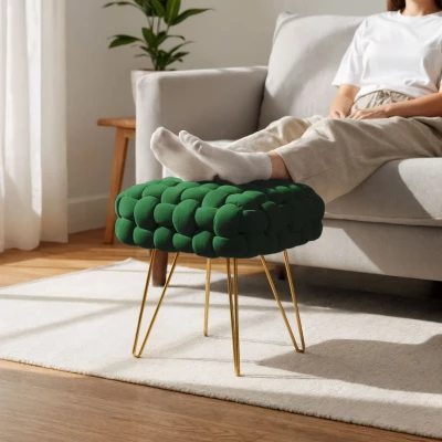 Elegantný taburet DESIRE - fľaškovo zelený