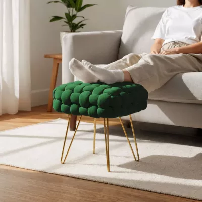 Elegantný taburet DESIRE - fľaškovo zelený