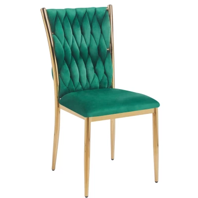 Elegantná jedálenská stolička SERELITH - zelená/zlatá
