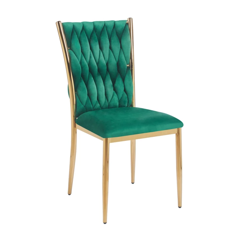 Elegantná jedálenská stolička SERELITH - zelená/zlatá