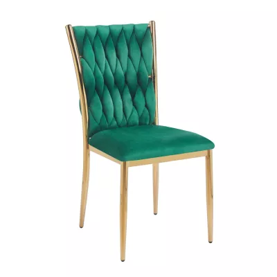 Elegantná jedálenská stolička SERELITH - zelená/zlatá