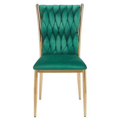 Elegantná jedálenská stolička SERELITH - zelená/zlatá