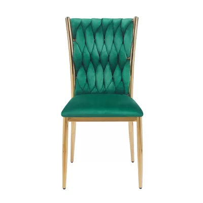 Elegantná jedálenská stolička SERELITH - zelená/zlatá