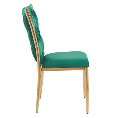 Elegantná jedálenská stolička SERELITH - zelená/zlatá