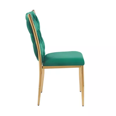 Elegantná jedálenská stolička SERELITH - zelená/zlatá