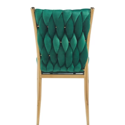 Elegantná jedálenská stolička SERELITH - zelená/zlatá