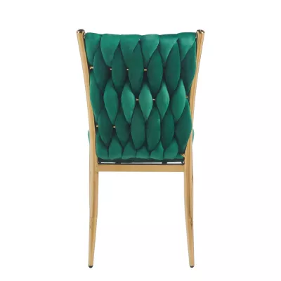 Elegantná jedálenská stolička SERELITH - zelená/zlatá