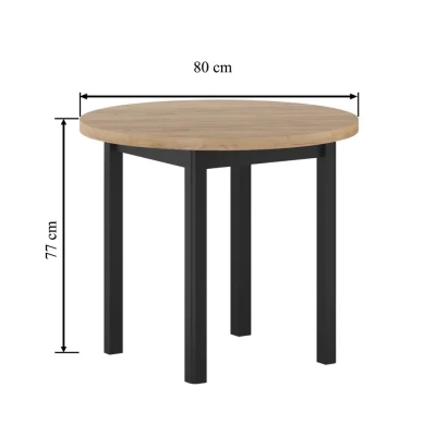 Okrúhly jedálenský stôl 80 cm LIRIDON - zlatý dub craft / čierny