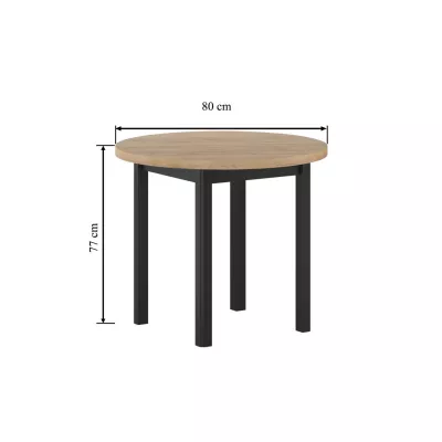 Okrúhly jedálenský stôl 80 cm LIRIDON - zlatý dub craft / čierny