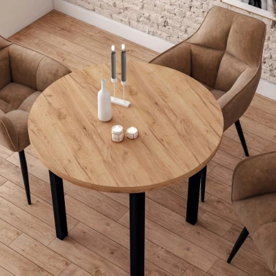 Okrúhly jedálenský stôl 80 cm LIRIDON - zlatý dub craft / čierny