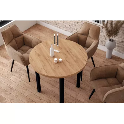 Okrúhly jedálenský stôl 80 cm LIRIDON - zlatý dub craft / čierny