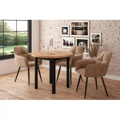 Okrúhly jedálenský stôl 80 cm LIRIDON - zlatý dub craft / čierny