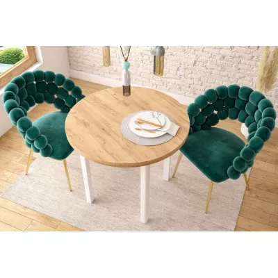 Okrúhly jedálenský stôl 80 cm LIRIDON - zlatý dub craft / biely