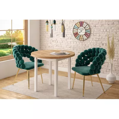 Okrúhly jedálenský stôl 80 cm LIRIDON - zlatý dub craft / biely