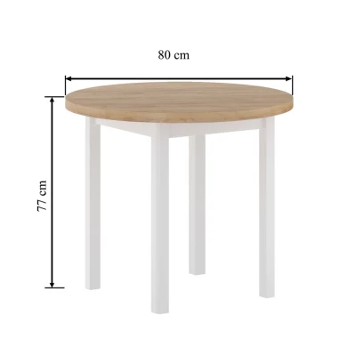 Okrúhly jedálenský stôl 80 cm LIRIDON - zlatý dub craft / biely