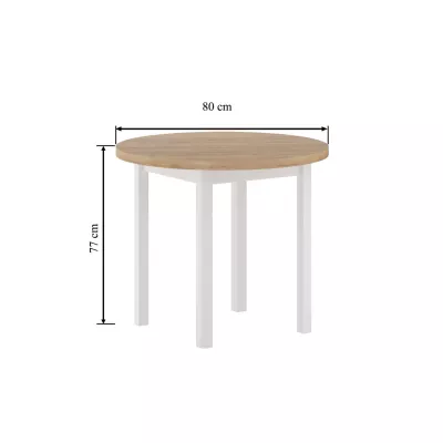 Okrúhly jedálenský stôl 80 cm LIRIDON - zlatý dub craft / biely