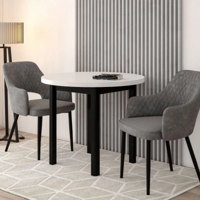 Okrúhly jedálenský stôl 90 cm LIRIDON - biely / čierny