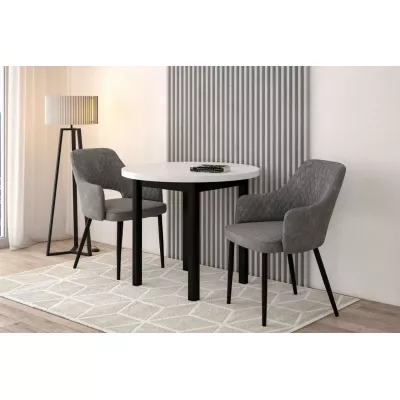 Okrúhly jedálenský stôl 90 cm LIRIDON - biely / čierny