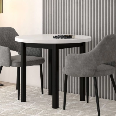 Okrúhly jedálenský stôl 90 cm LIRIDON - biely / čierny